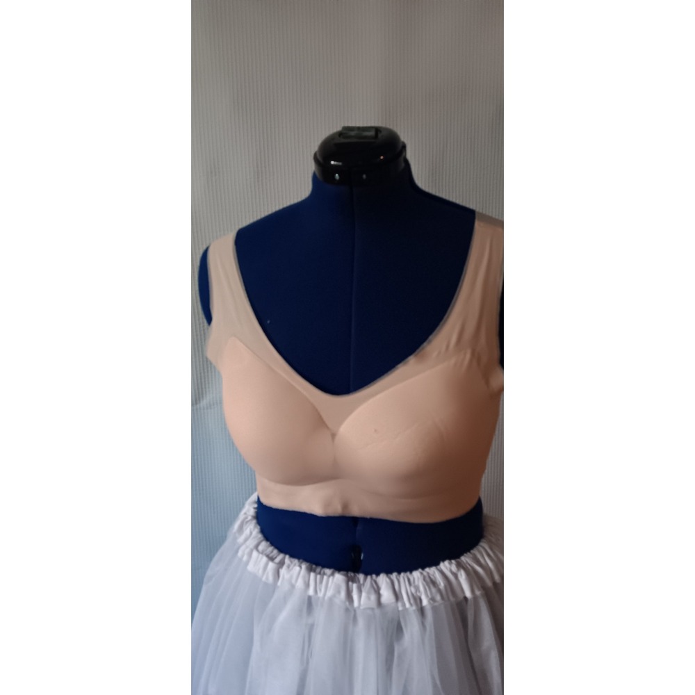 Beige Pullover Bralette Wireless Seamless V-Neck Bra Nude Plus Size 4XL
